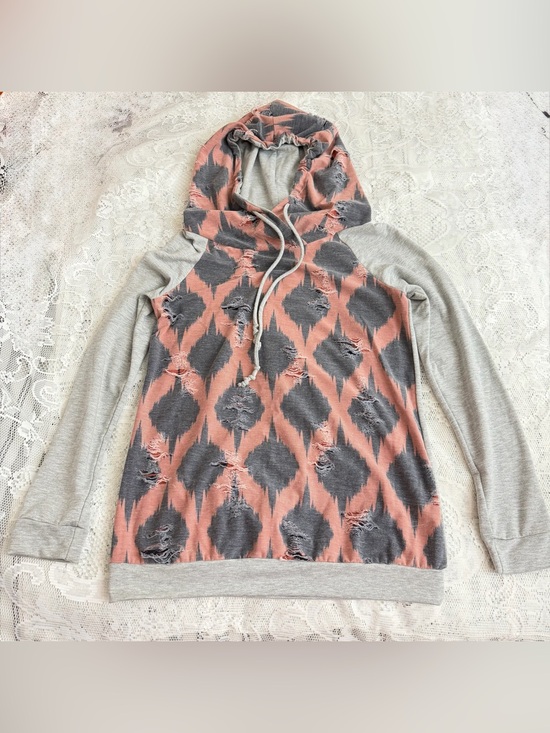 12PM By Mon Ami Tops - 12PM By Mon Ami Distressed Aztec Hoodie Size Medium